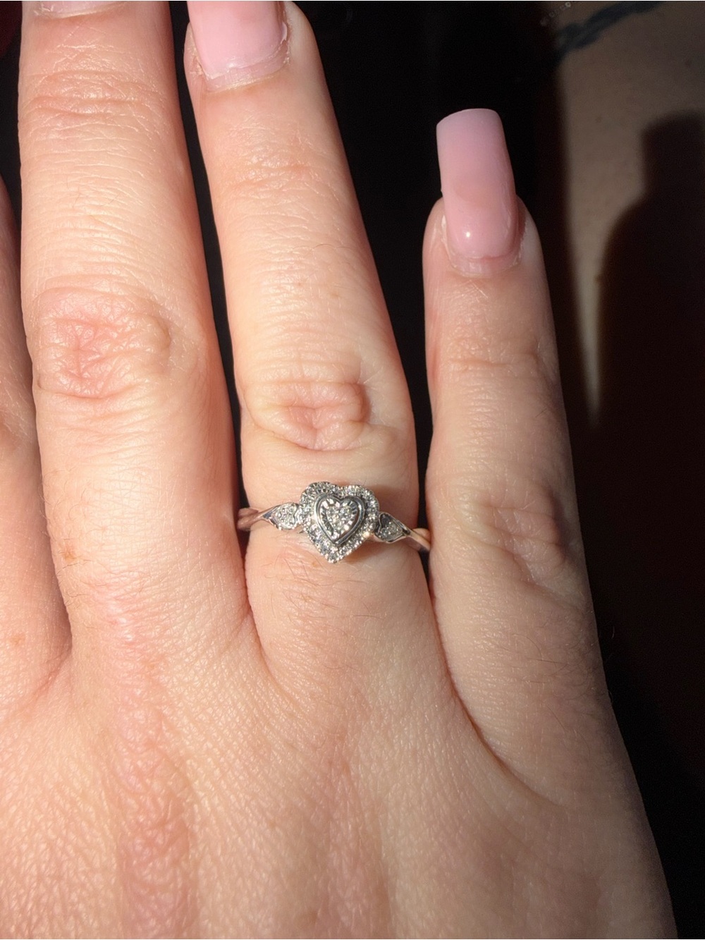 925 Sterling Silver Heart Halo Diamond Accent Ring in Silver size 9